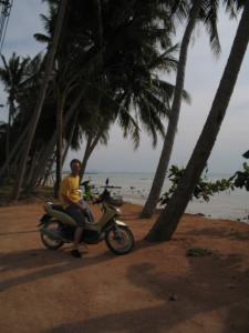 Aidan and his scooter in Thailand fs