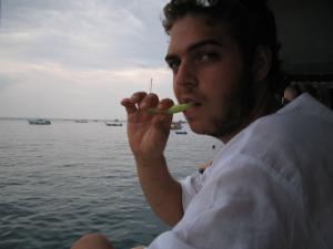 eating exotic fruit in Thailand fs